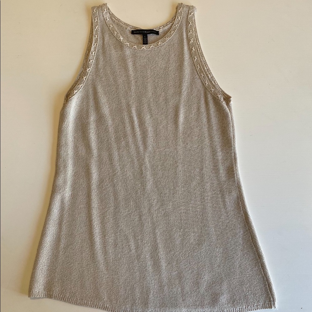 White House Black Market Tan Sleeveless sweater Sz L